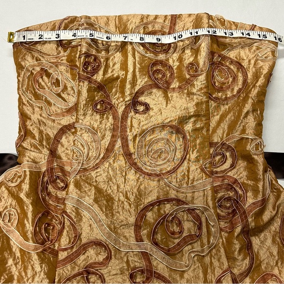 Vntg Jessica McClintock Strapless Formal Dress Size 10 Ruffle Metallic 3D Fairy - Picture 8 of 12